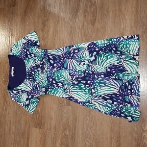 (6) Evan-Picone Fit & Flare Dress Abstract Colorful Beach Resortwear Coastal